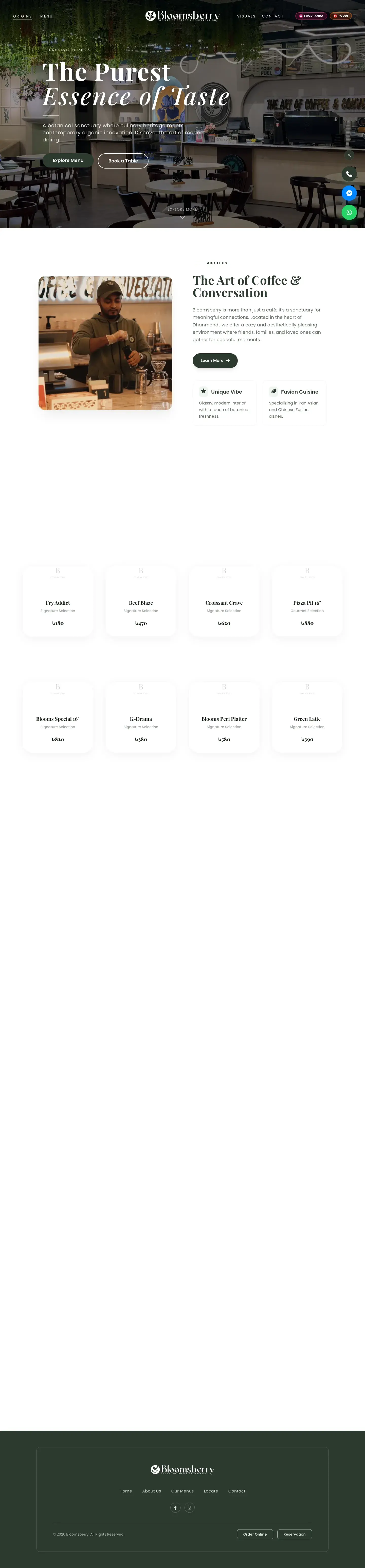 Bloomsberry Cafe live site preview