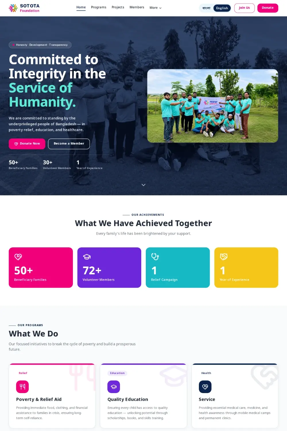 Sotota Foundation live site preview